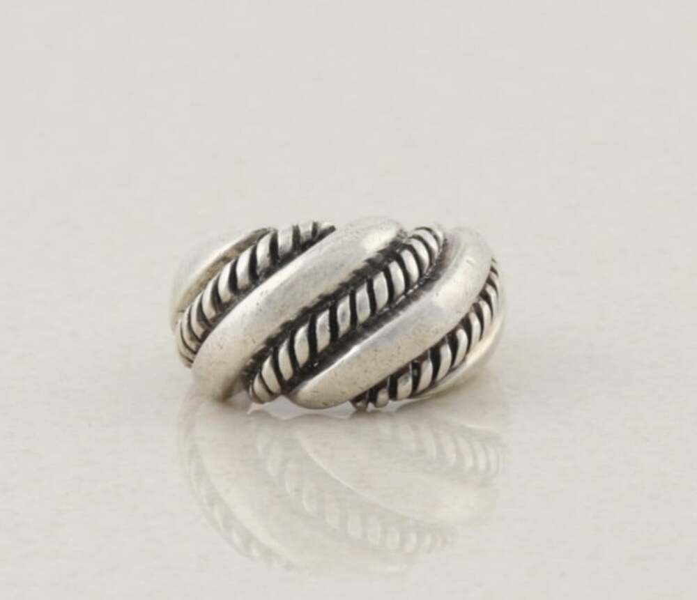 Sterling Silver Rope Pattern Dome Ring Band Size 8 1/4